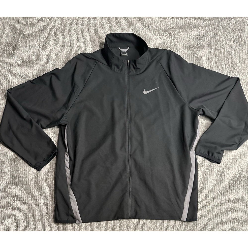 Men's Nike Dry Fit Black Woven Training Jacket 928010 Golf Running Mens XXL 2X
